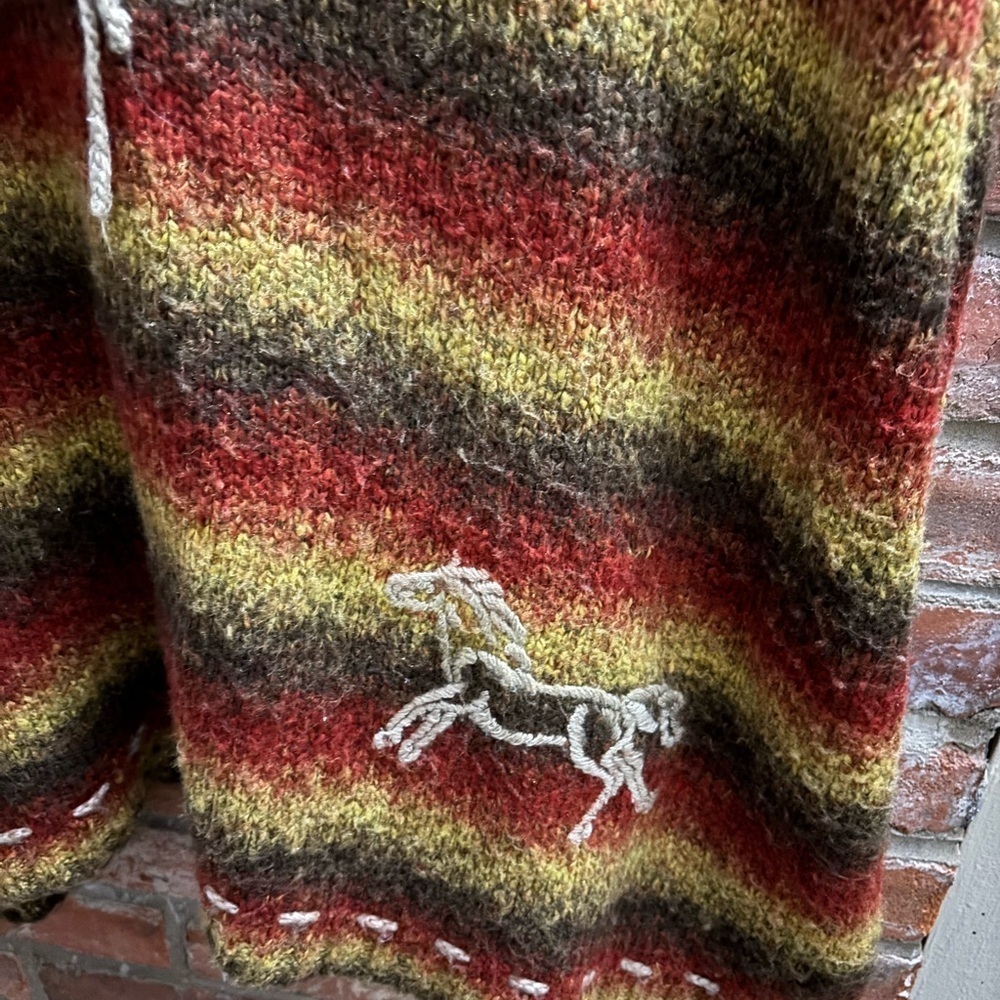 Bit & Bridle Poncho Cape Knit One Size Horse Western Boho - Picture 2 of 5